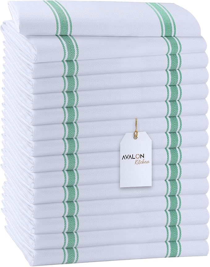 Dish Towels Set Size 15x25 Inch, 100% Cotton Soft & Absorbent Linen Kitchen by Avalon+Kitchen