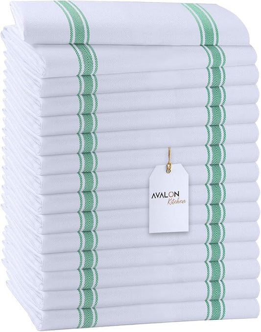 Dish Towels Set Size 15x25 Inch, 100% Cotton Soft & Absorbent Linen Kitchen by Avalon+Kitchen