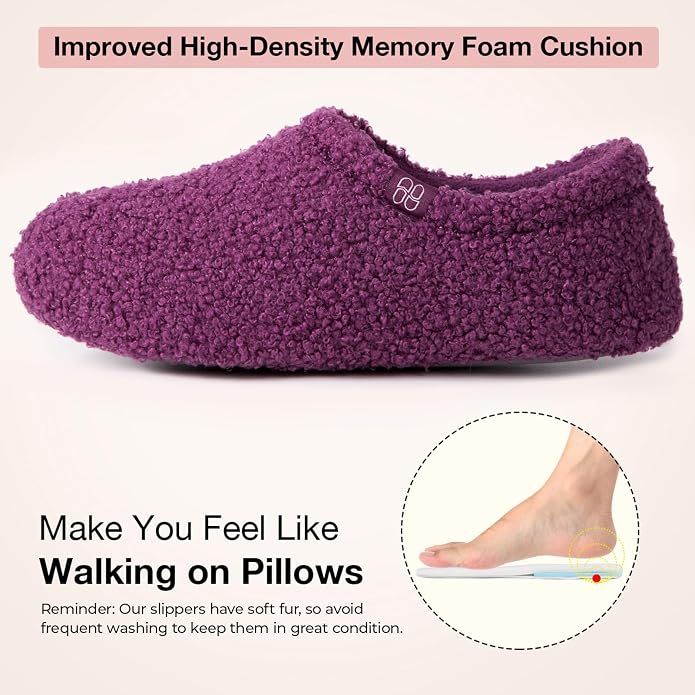 HomeTop Women's Fuzzy Curly Fur Memory Foam Loafer Slippers - Image 4