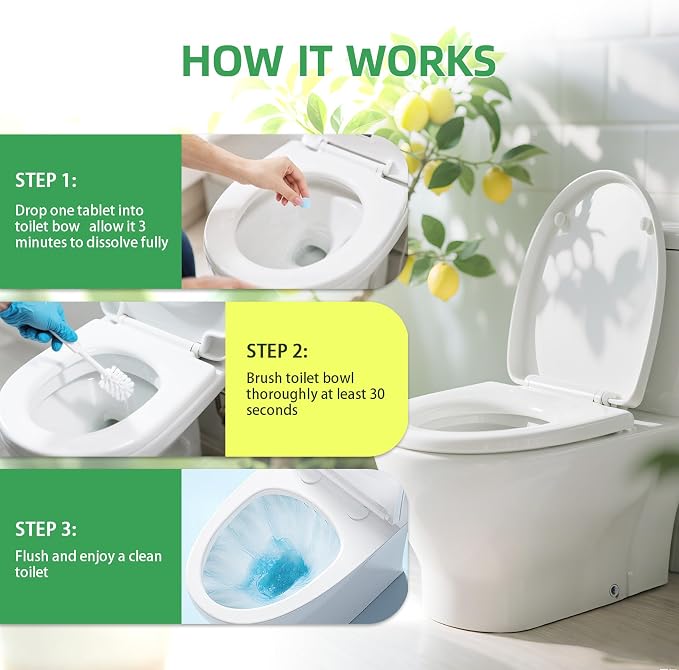 Toilet Bowl Cleaner Tablets 30 Big Pack Fast Dissolve Plastic-free Septic Safe - Image 4
