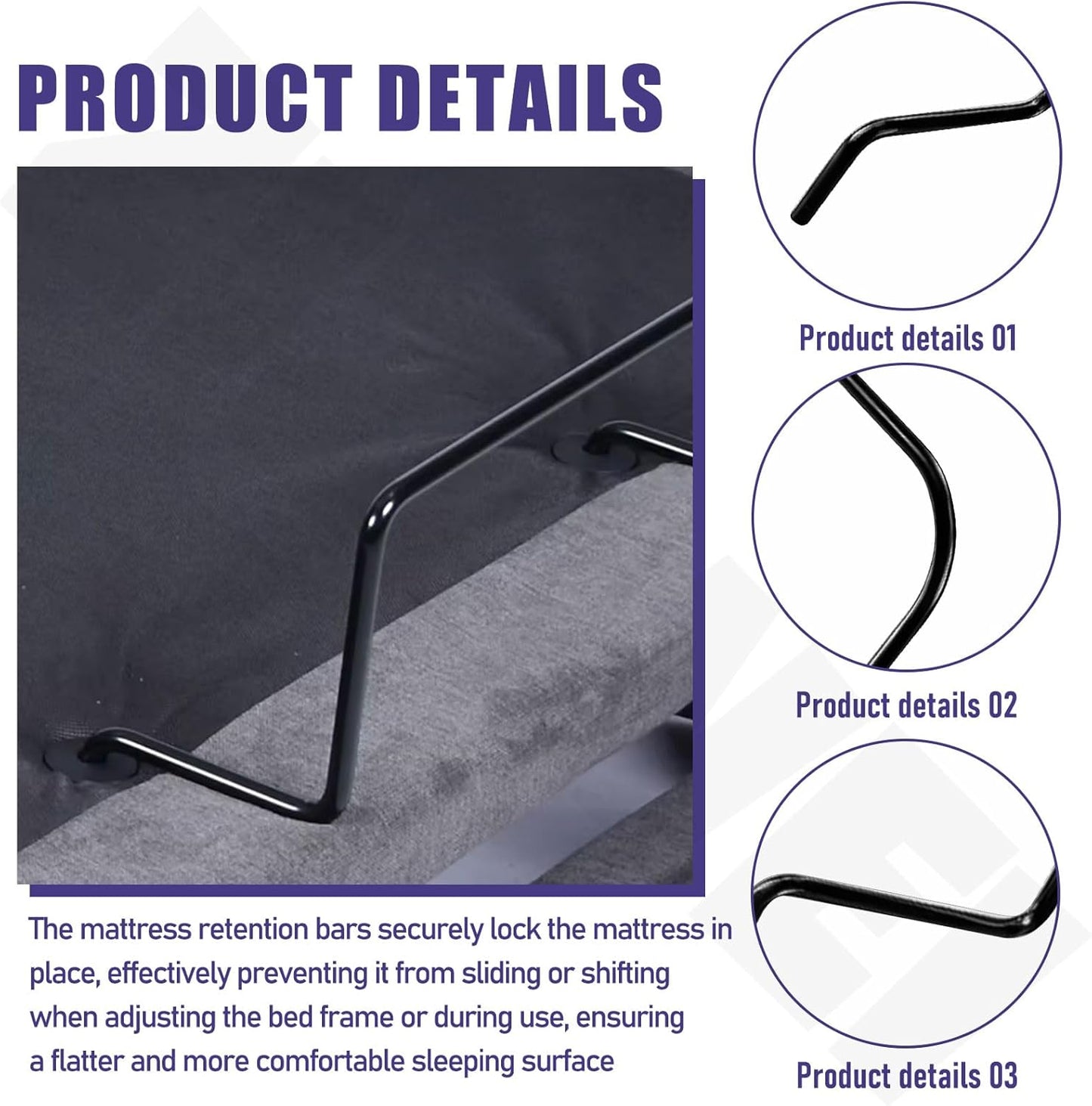 19'' Across Mattress Retainer Bar 63003441, Foot Retainer Bar for Tempur-Pedic Ergo, Not Suitable for Lifting the Adjustable Bed - Black