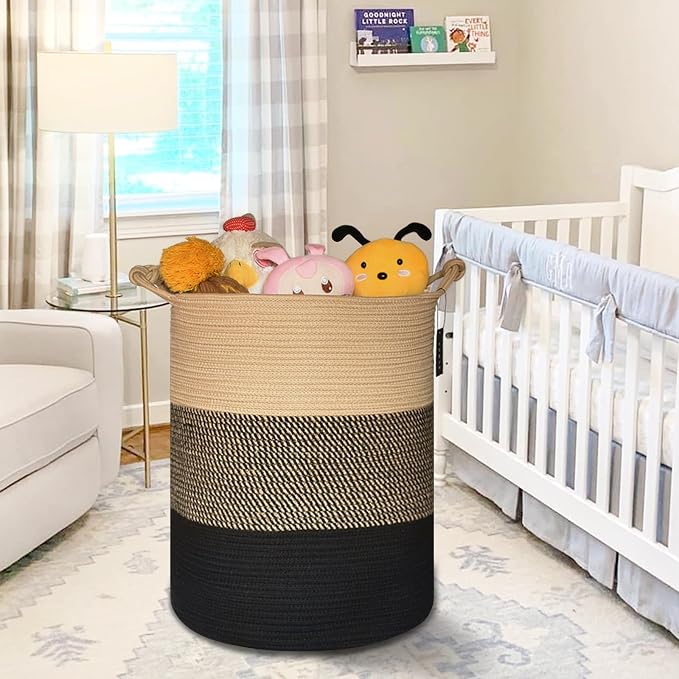 COMSE Extra Large Blanket Basket, Tall Woven Storage Basket, Nursery Hamper - Image 7