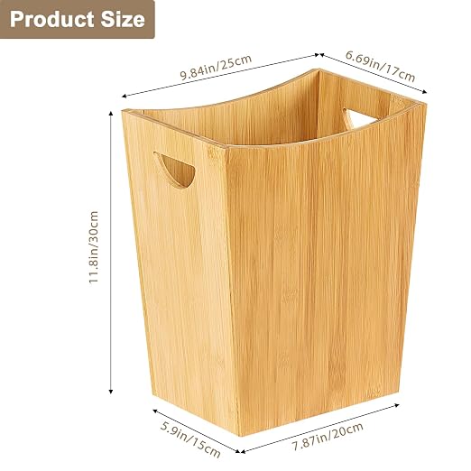 SEHERTIWY Wood Trash Can Wastebasket, 2 Gallon Small Waste Basket - Image 6