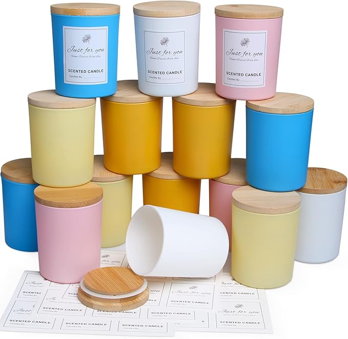 CONNOO 15 Pack Colorful Glass Candle Jars by CONNOO