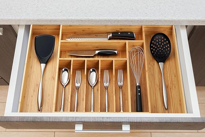 Umilife Extra Large Expandable Kitchen Siverware Utensils Drawer Organizer - Image 6