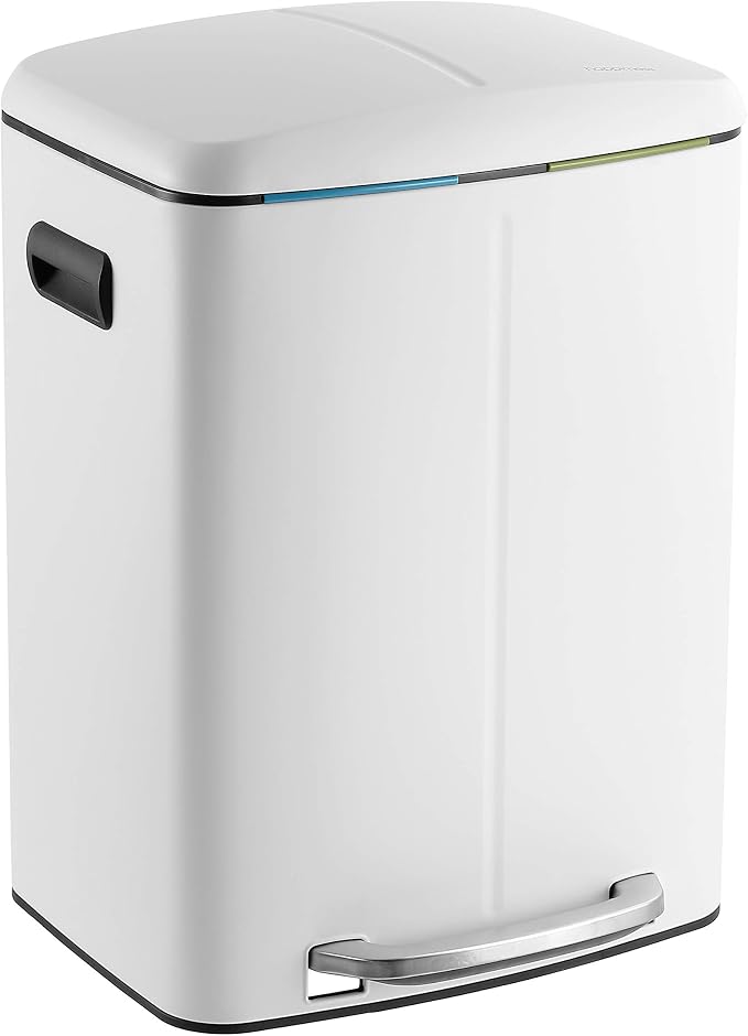 happimess HPM1005C Marco Rectangular 10.5-Gallon Double Bucket Garbage Can by Happimess