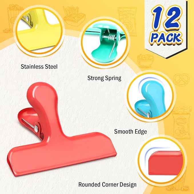 VNDUEEY 12 Pack Stainless Steel Chip Bag Clips, Chip Clips - Image 4