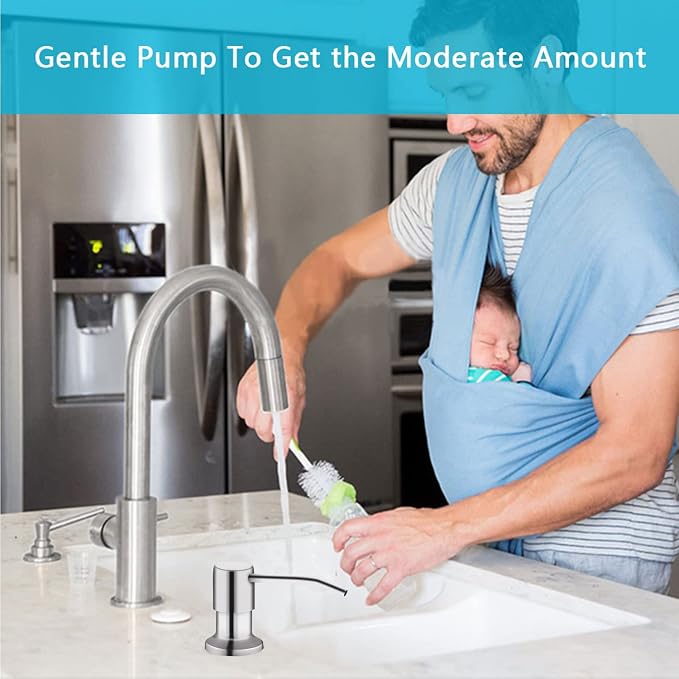 Kitchen Sink Soap Dispenser, Brushed Nickel Countertop Soap Dispenser Pump - Image 7