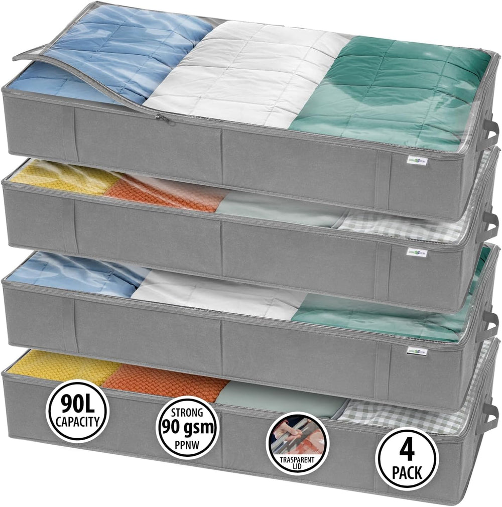StorageExpert Under Bed Storage Containers, Closet Organizer, Grey, 4 Pack