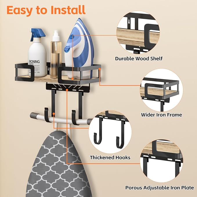 Ironing Board Holder Wall Mount, Iron Board Wall Hanger, Laundry Room - Image 6