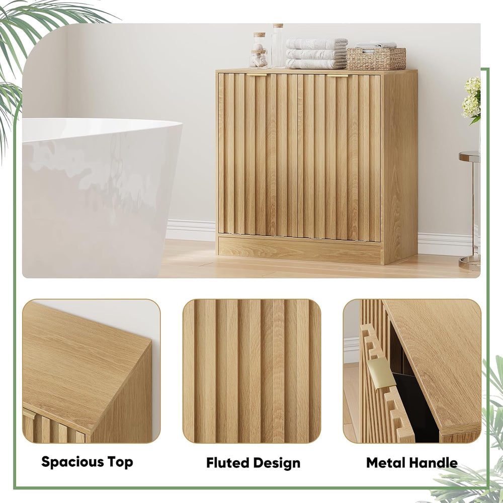 Smuxee Double Tilt Out Laundry Hamper Cabinet, Hidden Laundry Cabinet with Do...