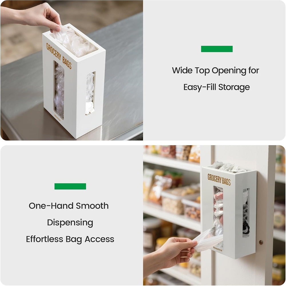 Libreshine Extra Large White Bamboo Grocery Bag Holder for Plastic Bags