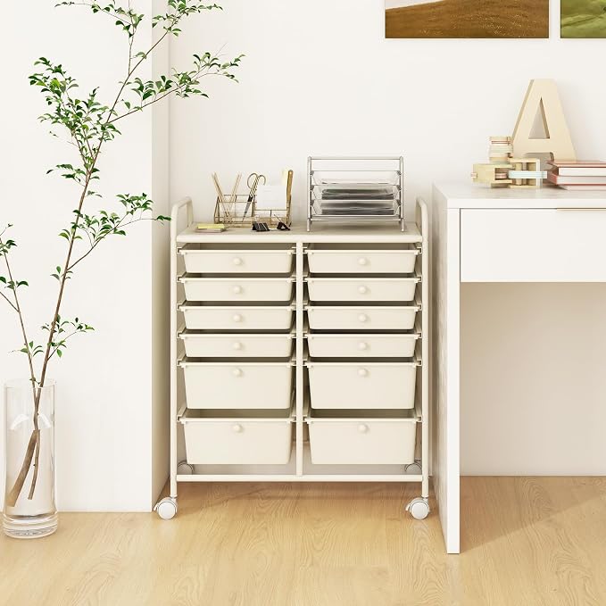 GOFLAME 12-Drawer Rolling Storage Cart, Mobile Utility Cart