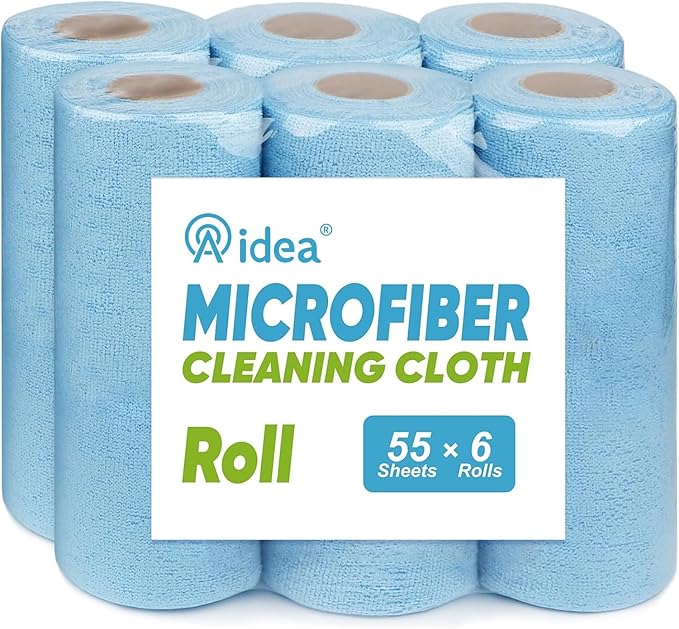 AIDEA Microfiber Cleaning Cloth, Shop Towels 330 Sheets 6 Roll, Microfiber by AIDEAHOME