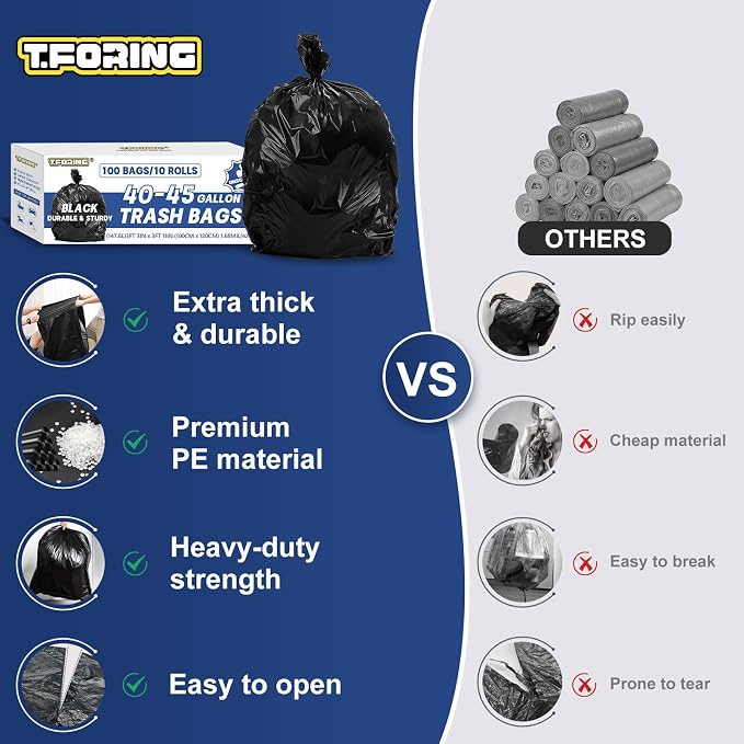 Large 40-45 Gallon Trash Bags Heavy Duty - Image 2