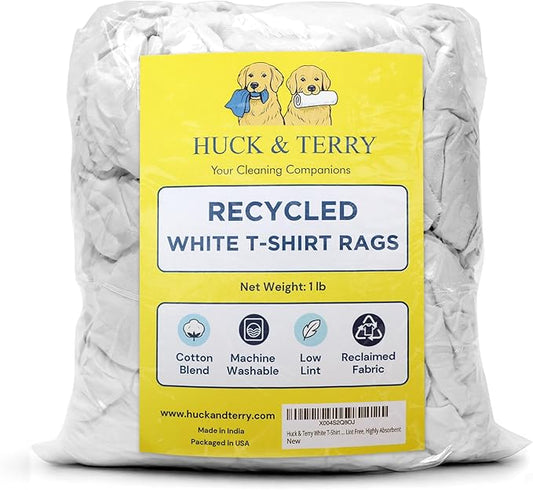 Huck & Terry White T-Shirt Bag of Rags, 100% Recycled Material, Cotton Blend - Image 2