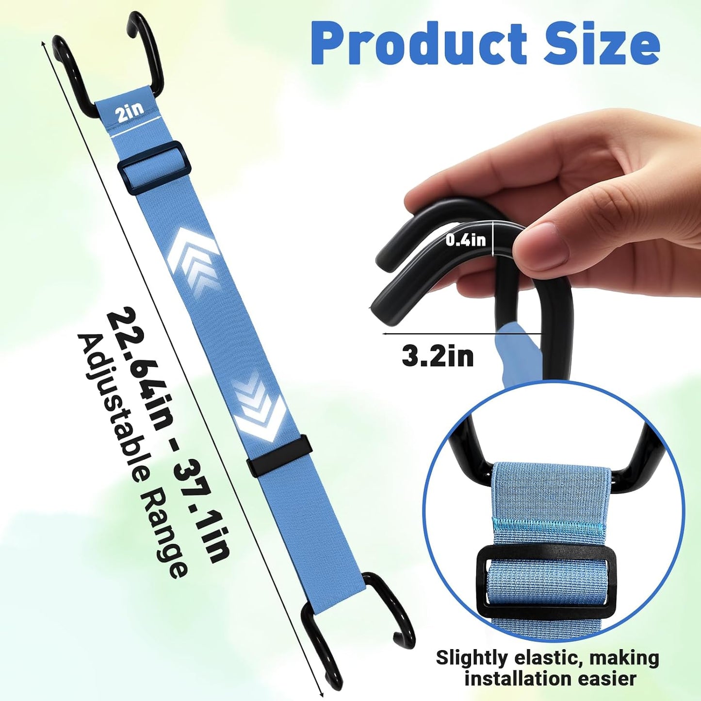 ANKS Bear&Raccoon Proof Trash Can Lock - Heavy Duty Metal Hook | Adjustable 22.64-37.1" strap fits 28-96 gal bins, windproof, rustproof, tool-free, Blue