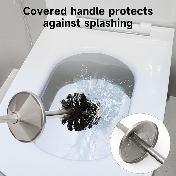 Stain Nickel Toilet Brush and Holder，Extra Long Handled Toilet Brush - Image 4