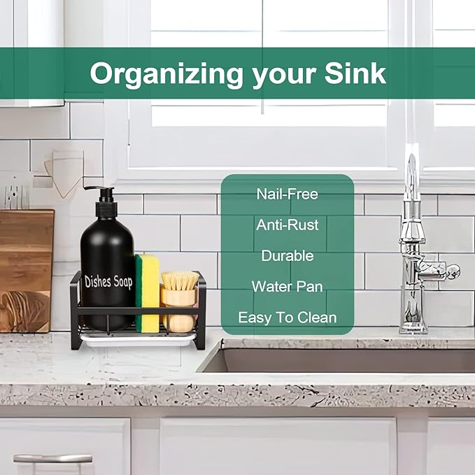 TEZZ Sponge Holder for Kitchen Sink- Stainless Steel Kitchen Sink Caddy for - Image 2