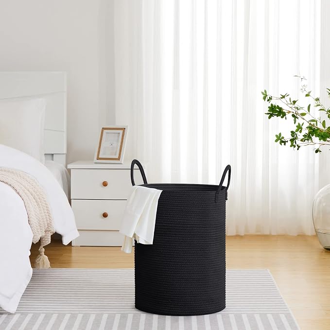 VIPOSCO Large Laundry Hamper, Tall Woven Rope Storage Basket - Image 4