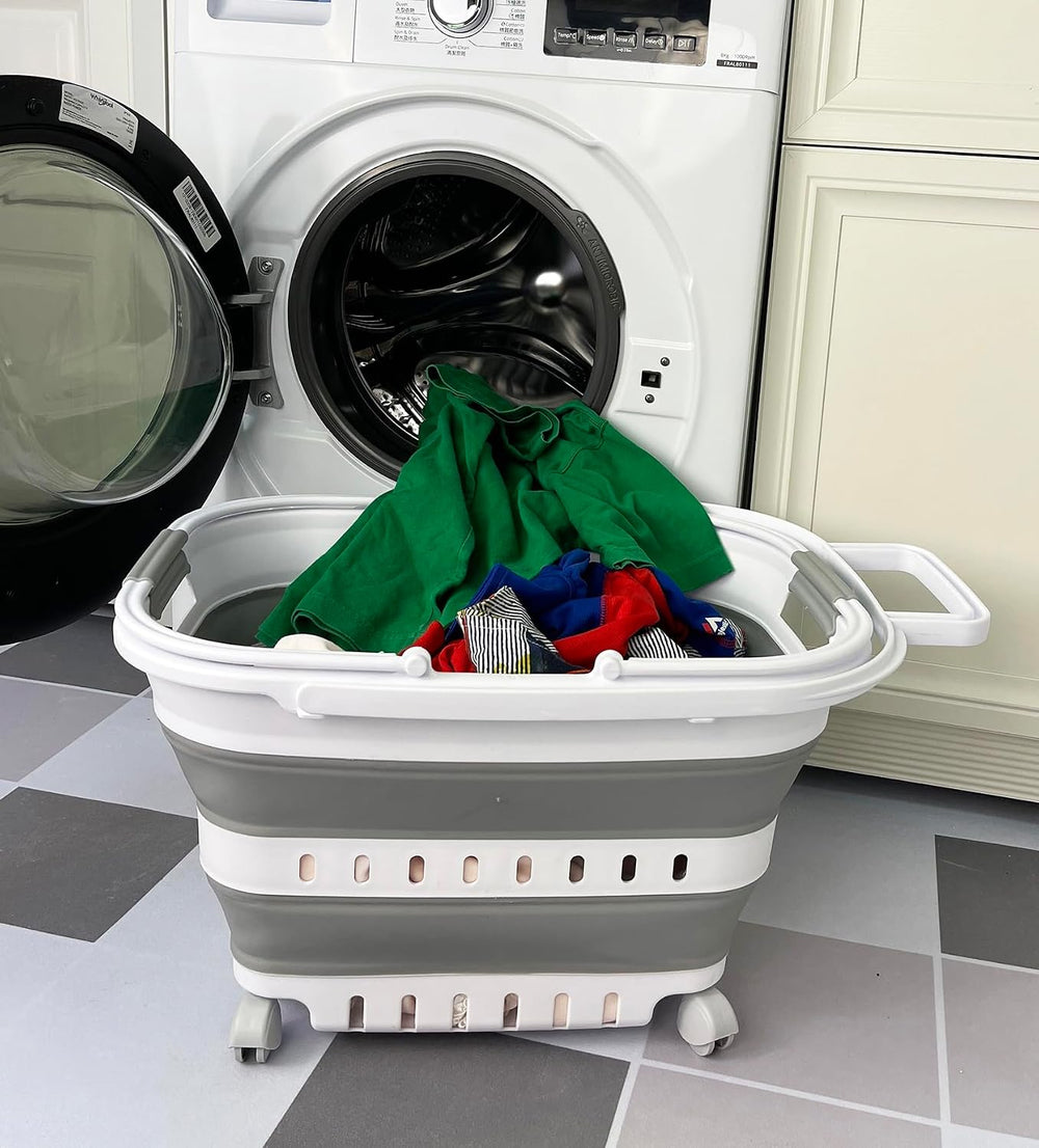 SAMMART 35L (9.24 Gallons) Collapsible Plastic Laundry Basket with Handle and...