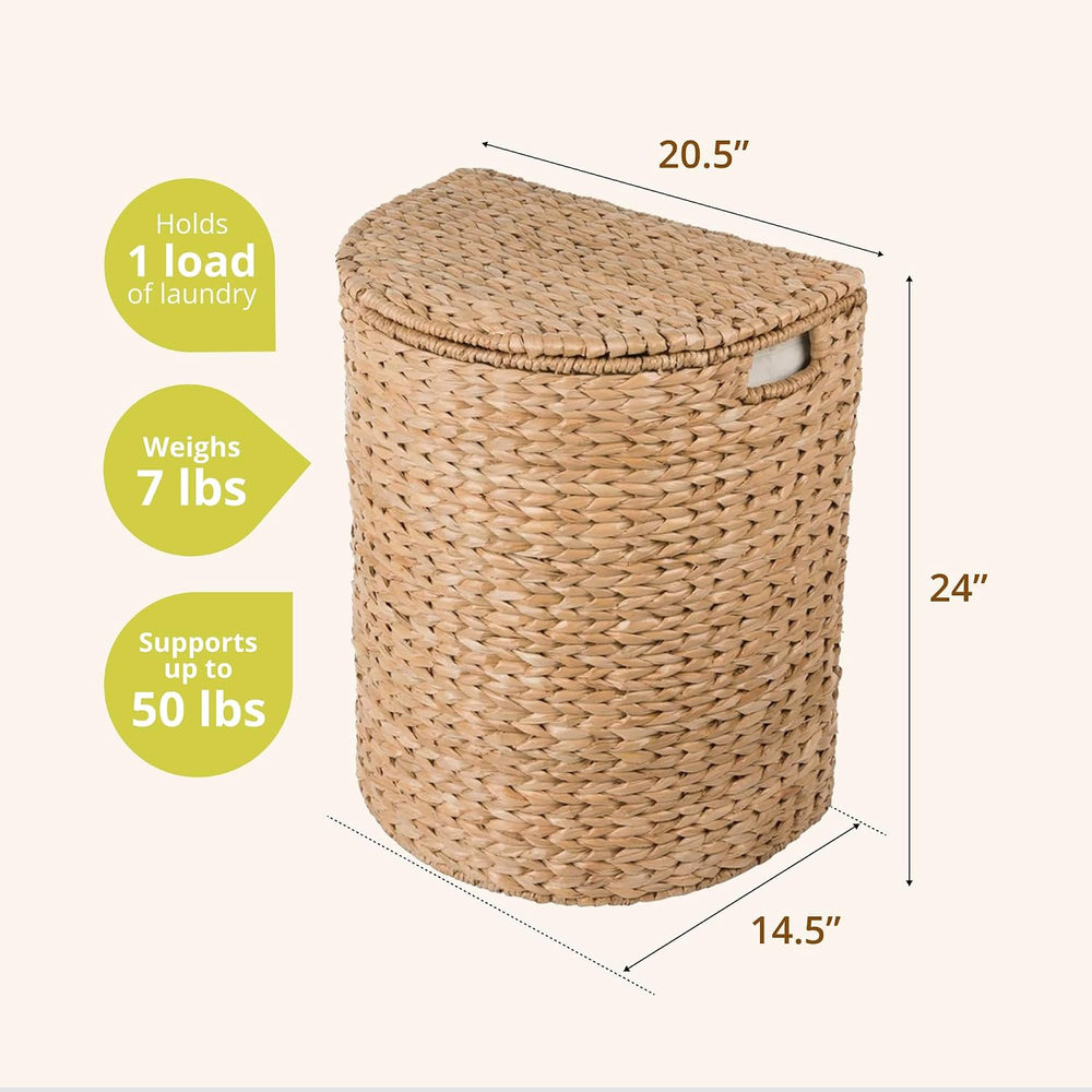 KOUBOO Seagrass Half Moon Basket, Handwoven Laundry Hamper Basket with Lid, H...