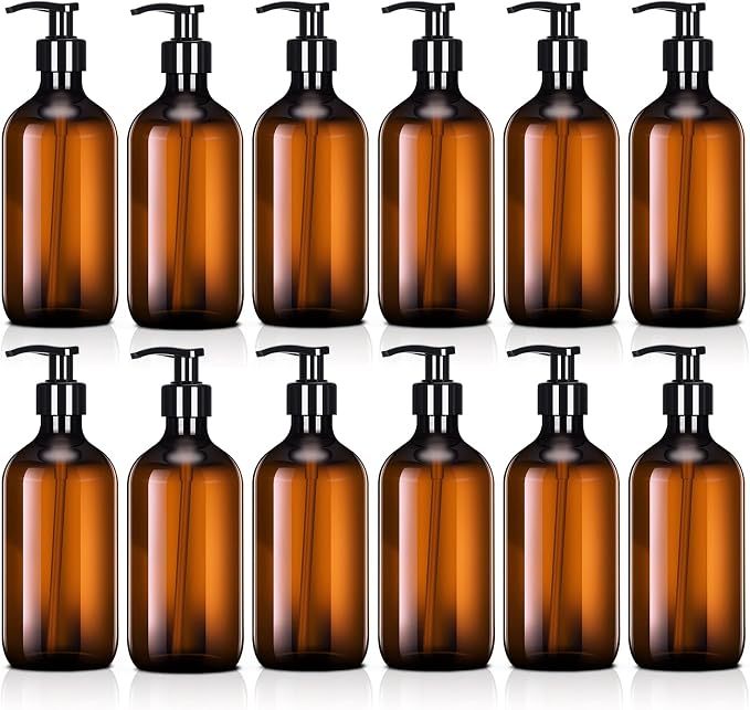 Tessco for you 12 Pack Amber Soap Dispenser Empty Plastic Pump Bottles by Tessco