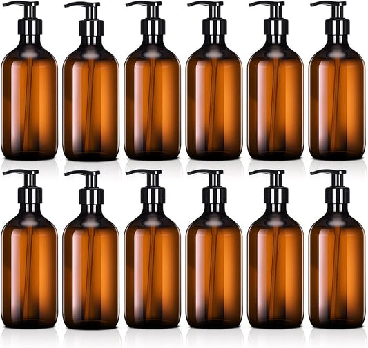 Tessco for you 12 Pack Amber Soap Dispenser Empty Plastic Pump Bottles by Tessco