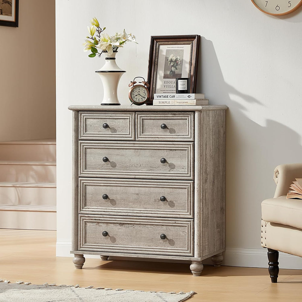 RWYHG Farmhouse 5 Drawer Dresser for Bedroom, 35.5" Small Dressers