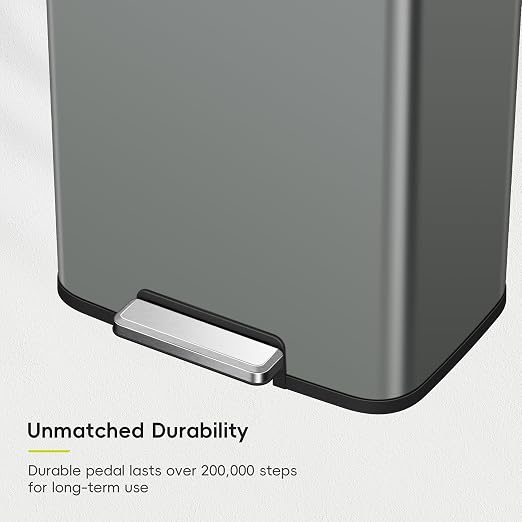 EKO Madison Nardo Grey Stainless Steel 50 Liter/13.2 Gallon Step Trash Can - Image 5