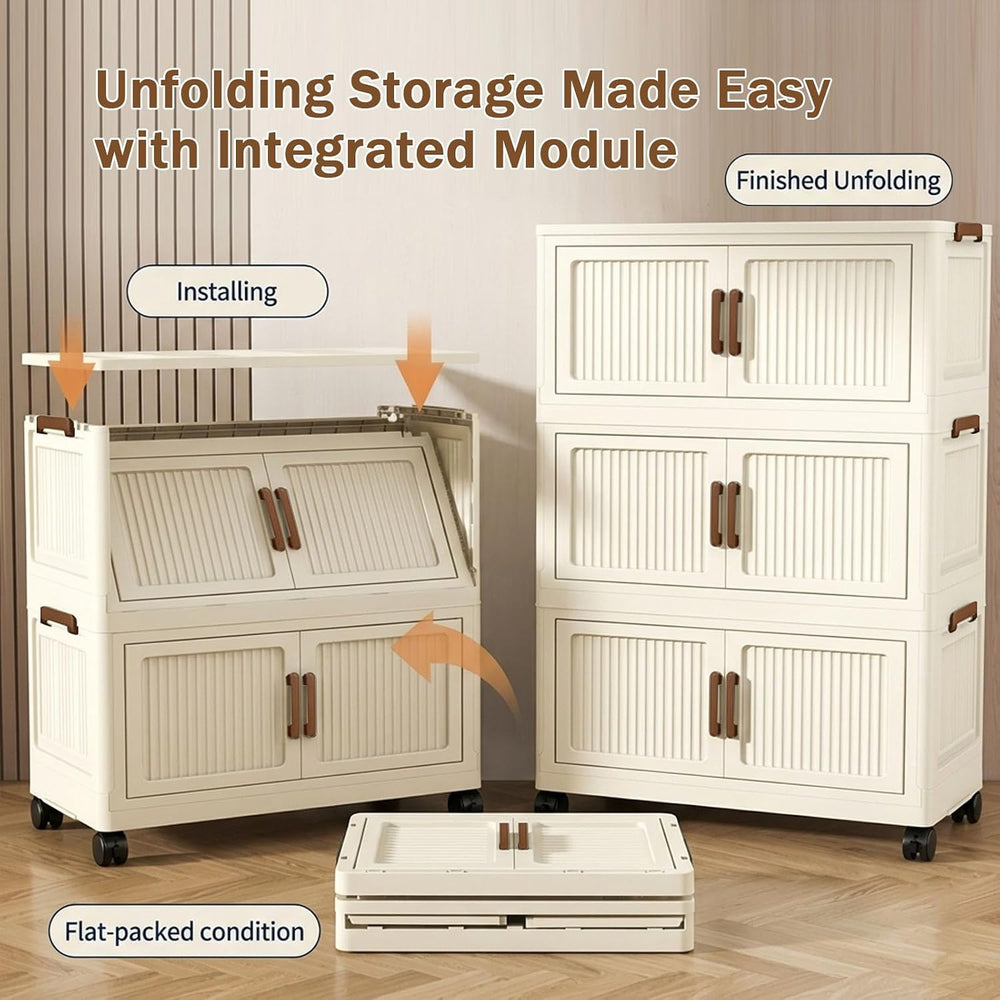 156QT Modular Stackable Storage Bins with Lids, Rolling Lidded Storage Contai...