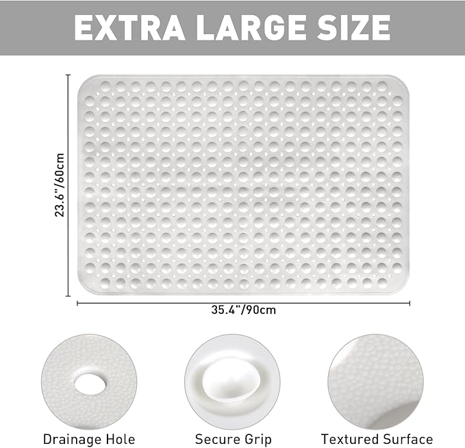 Shower Mat Non Slip: 35.4 x 23.6 Inch Extra Large TPE Shower Mats - Image 2