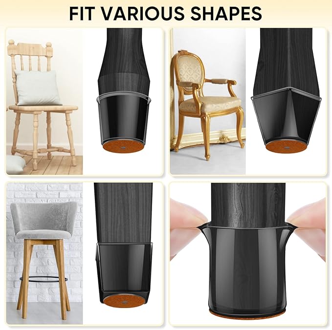 BALEINE 32 Pack Silicone Chair Leg Floor Protectors, Stool Leg Protectors Cap - Image 8