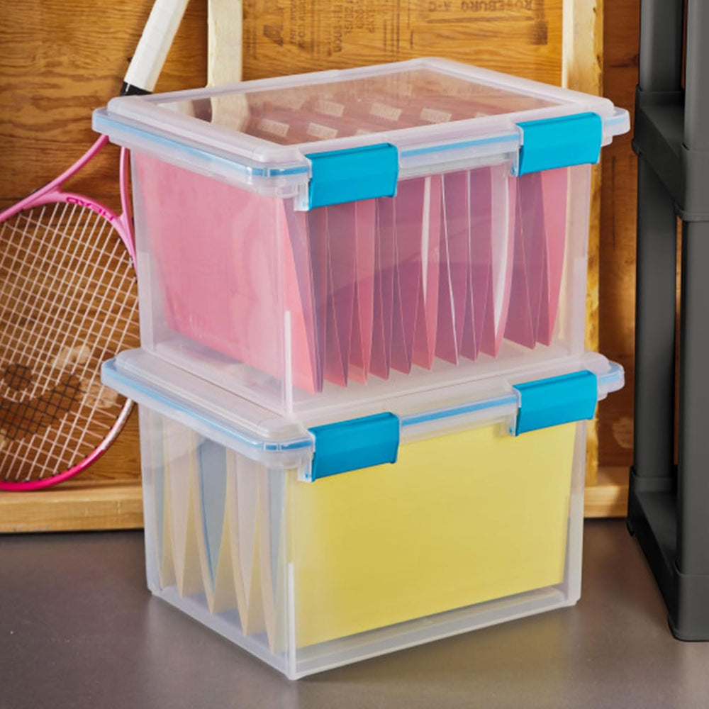 Sterilite Gasket Storage Box with Lids for Home & Office, 32 Quart, 4-Pack