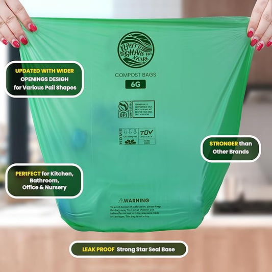 Compostable Bags, 6 Gallon Food Scraps Yard Waste Bags, Fits 5-6-8 Gallon trash - Image 2
