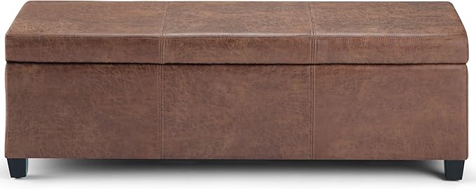 SIMPLIHOME Avalon 48 inch Wide Contemporary Rectangle Storage Ottoman Bench in - Image 6