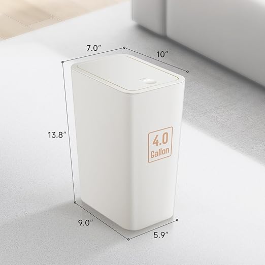 TIPGO Bathroom Trash Can with Lid, 4 Gallon / 15 Liter Small Garbage Can - Image 5