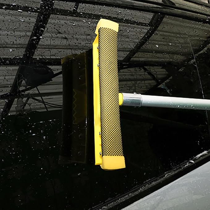 11.6" Window Squeegee with Scrubber, 2-in-1 Car Glass Cleaning Kit with Sponge - Image 4
