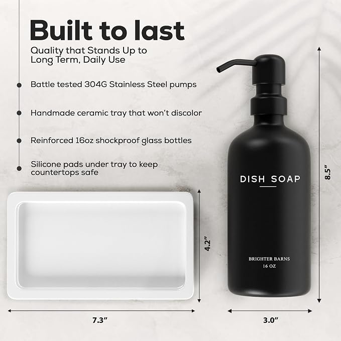 Luxury Glass Hand and Dish Soap Dispenser Set by Brighter Barns - Image 3