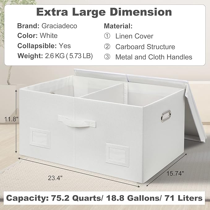 75 Quarts Extra Large Decorative Storage Bins - Image 2