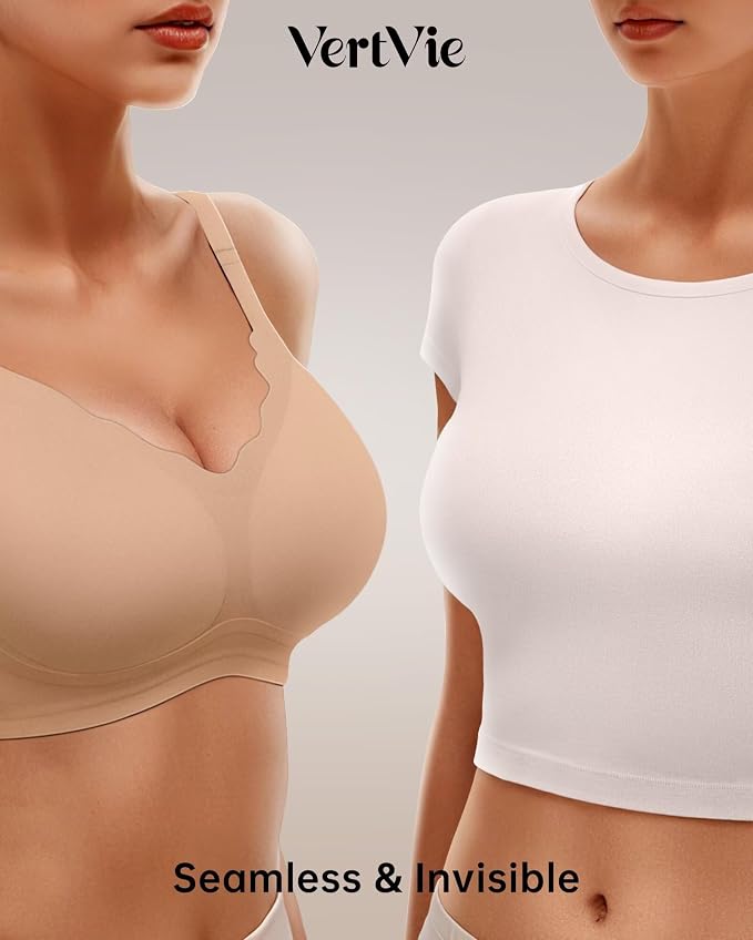 Vertvie Womens Seamless Bras No Underwire Supportive Wireless Push Up Full - Image 4