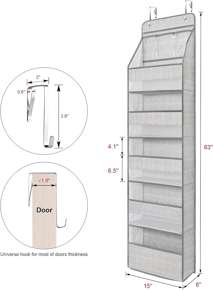 Univivi 6-Shelf Over Door Hanging Organizer Fabric Baby Door Storage - Image 3