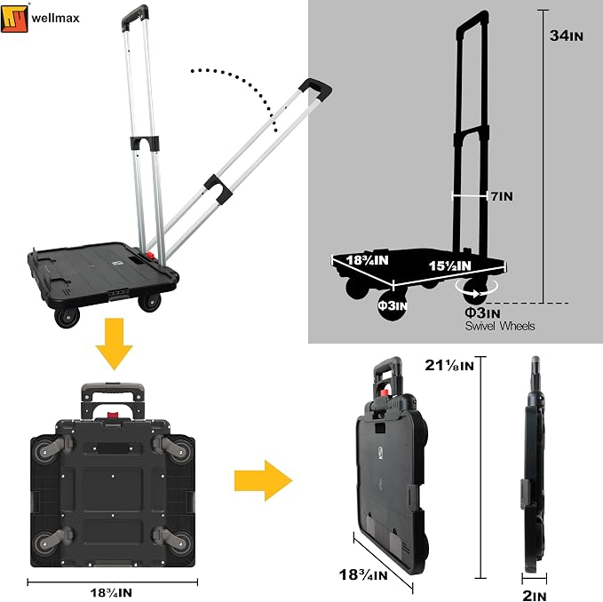 Wellmax WM99800BK Rolling Crate Cart - Image 4