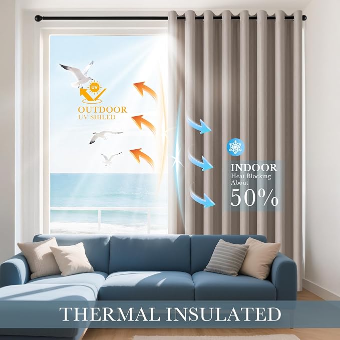 PONY DANCE Light Taupe Blackout Curtains - Image 3