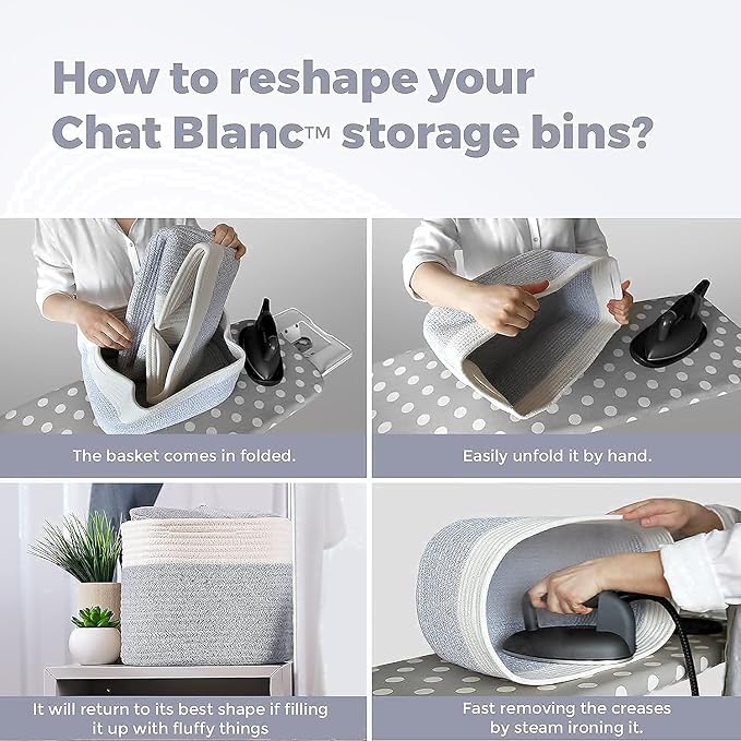CHAT BLANC Cotton Rope Baskets for Organizing | Storage Baskets for Shelves | - Image 9
