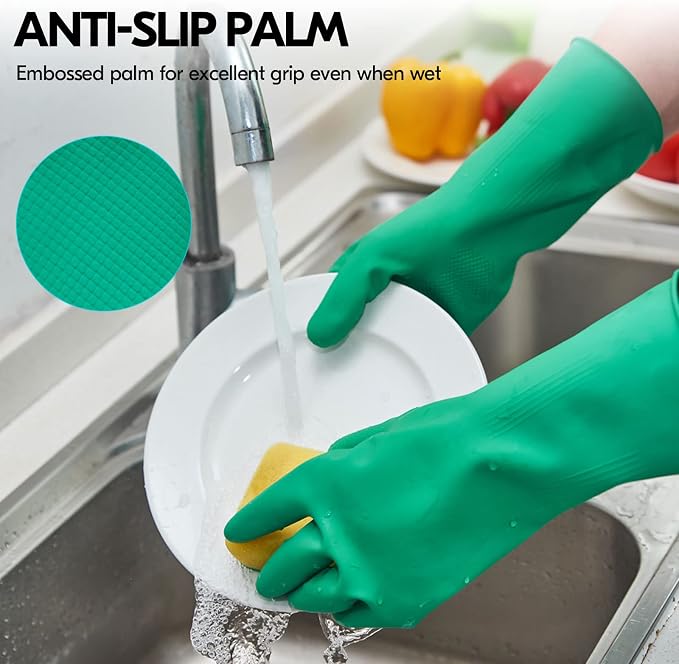 Vgo... 1-Pair Reusable Household Gloves, Rubber Dishwashing gloves, Extra - Image 5