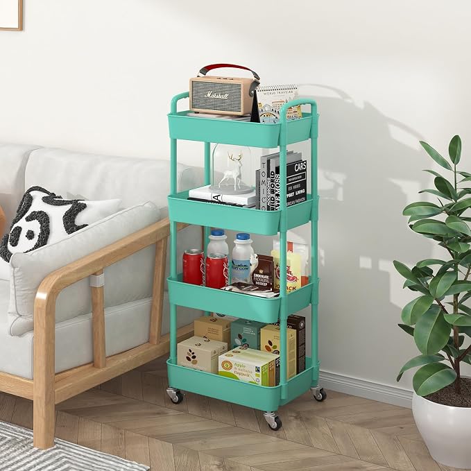 Sywhitta 4-Tier Plastic Rolling Utility Cart - Image 5