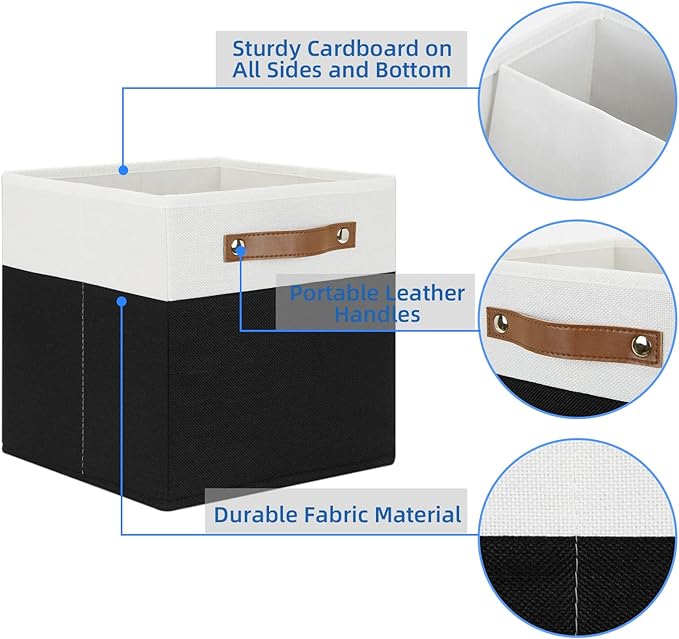 Temary 11 inch Cube Storage Bin 4 Pack Fabric Storage Cubes - Image 3