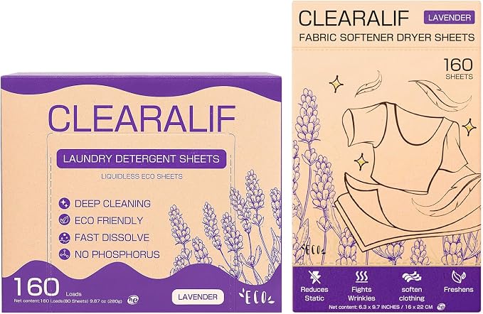 CLEARALIF All in One Laundry Detergent Sheets Kit, Lavender Scent, 160 Loads by CLEARALIF
