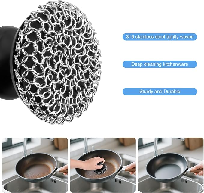 Cast Iron Scrubber Cleaner, Chainmail Scrubber - Image 3
